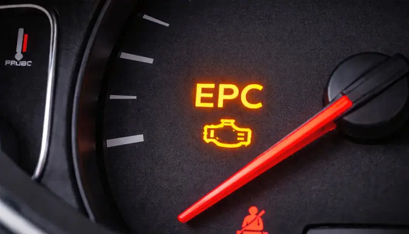 Świeci się kontrolka EPC w Skodzie, sygnalizując problem z silnikiem. Czas na wizytę w serwisie.