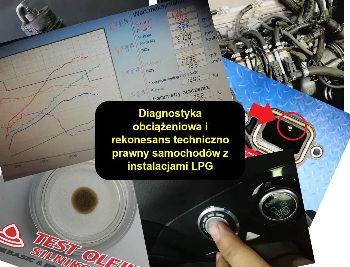 Diagnostyka instalacji LPG, wykresy mocy, silnik, przycisk start/stop. Objawy nieszczelnej instalacji LPG mogą być widoczne na wykresach.
